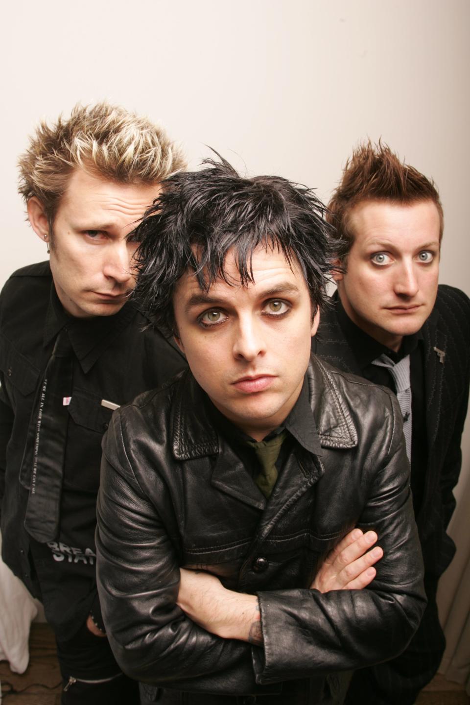 Green Day is (left to right) Mike Dirnt, Billie Joe Armstrong and Tre Cool. The band is shown in 2015, on the eve of a European tour.