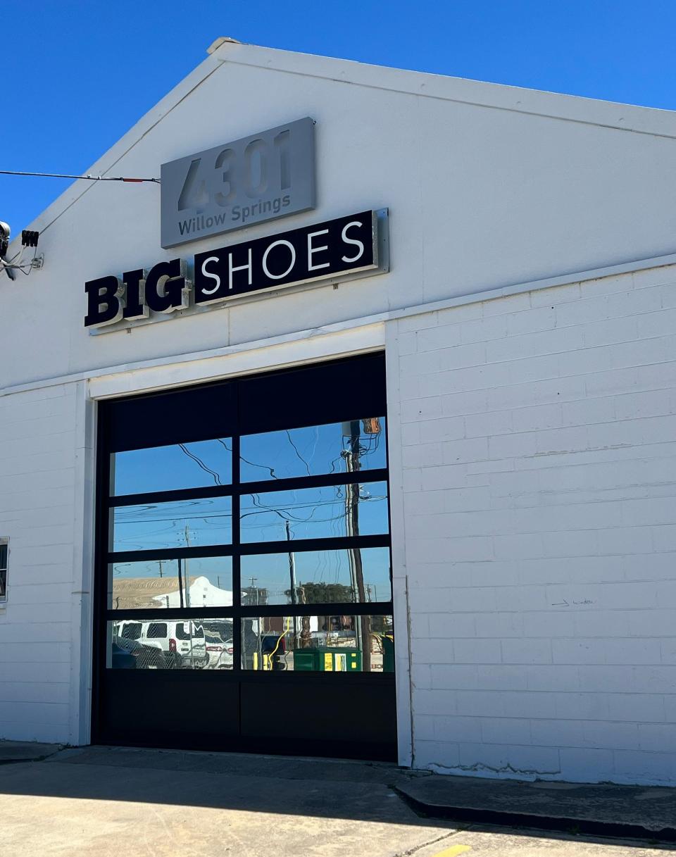 The Big Shoes storefront. The business is based in Austin, Texas and sells shoes for people who wear large sizes.