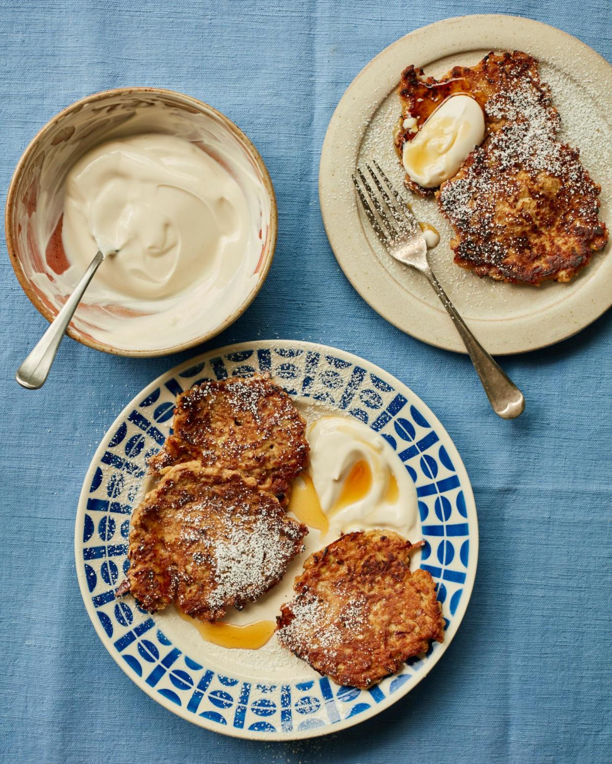 <span>Ravneet Gill’s apple fritters.</span><span>Photograph: Laura Edwards/The Guardian. Food stylist: Benjamina Ebuehi. Prop styling: Anna Wilkins. Food styling assistant: Áine Pretty-McGrath.</span>