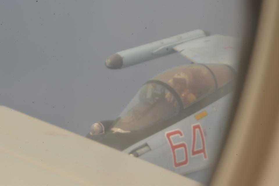 A Russian Su-35 'unsafely' intercepting a US Navy P-8A Poseidon patrol aircraft