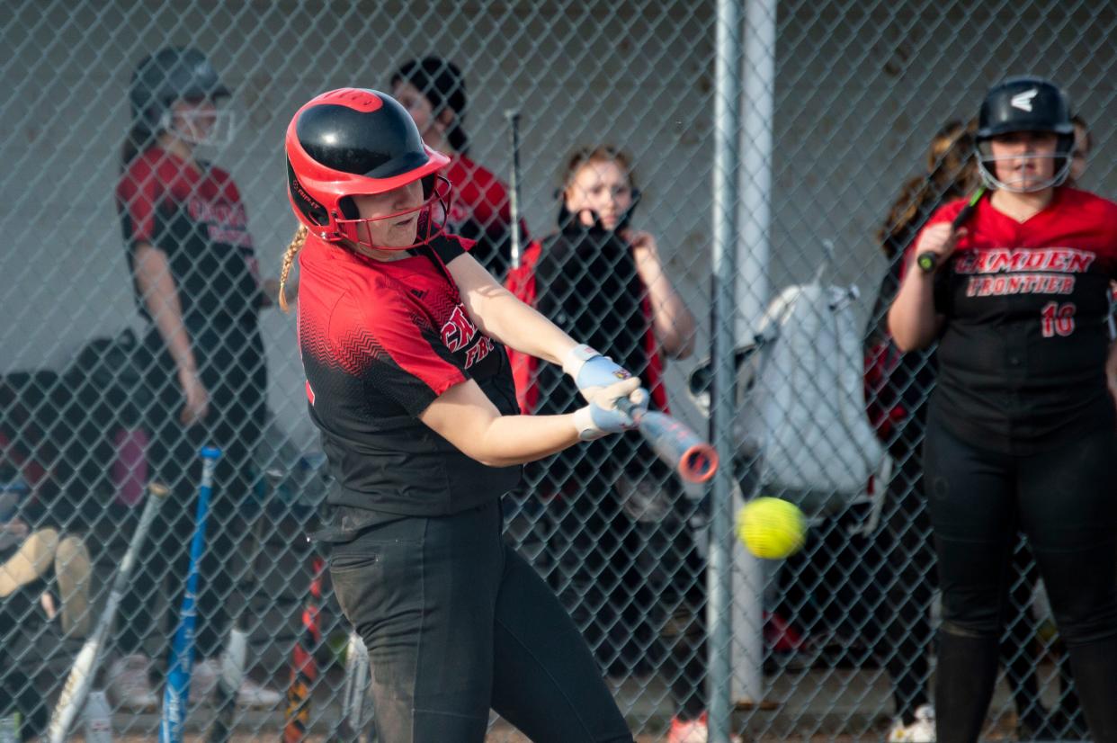 Camden-Frontier senior Lexus Sigler drives in multiple runs on a triple-base hit.