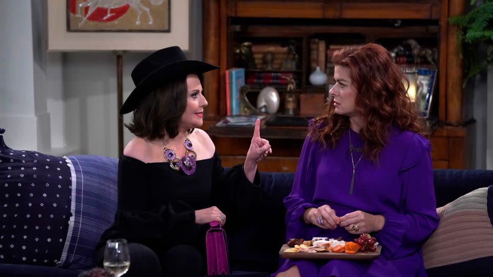 Megan Mullally as Karen Walker, Debra Messing as Grace Adler in "Will & Grace." - Chris Haston/NBCU Photo Bank/Getty Images