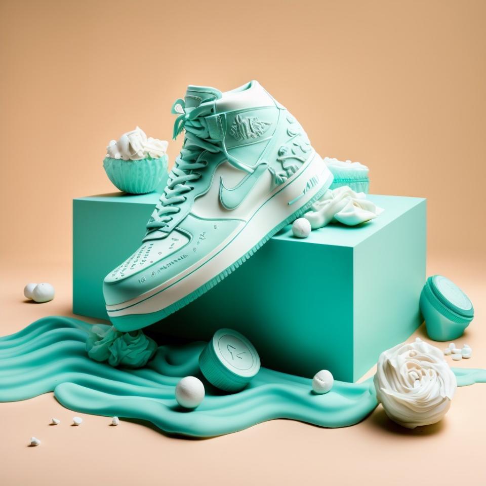 An imaginary Nike x Tiffany collaboration rendered by Brxnd.ai founder Noah Brier in Midjourney AI.