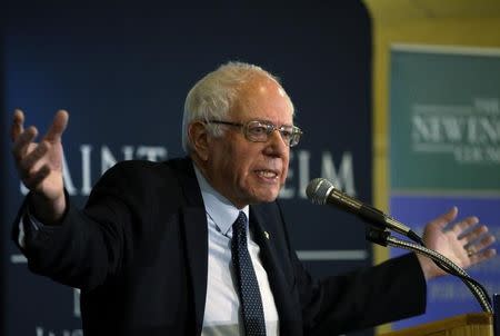 U.S. Democratic presidential candidate Bernie Sanders speaks at the Politics and Eggs breakfast campaign event in Manchester, New Hampshire February 5, 2016. REUTERS/Rick Wilking