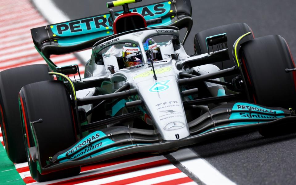 Lewis Hamilton of Great Britain driving the (44) Mercedes AMG Petronas F1 Team W13 on track during final practice ahead of the F1 Grand Prix of Japan at Suzuka International Racing Course on October 08, 2022 in Suzuka, Japan - Getty Images