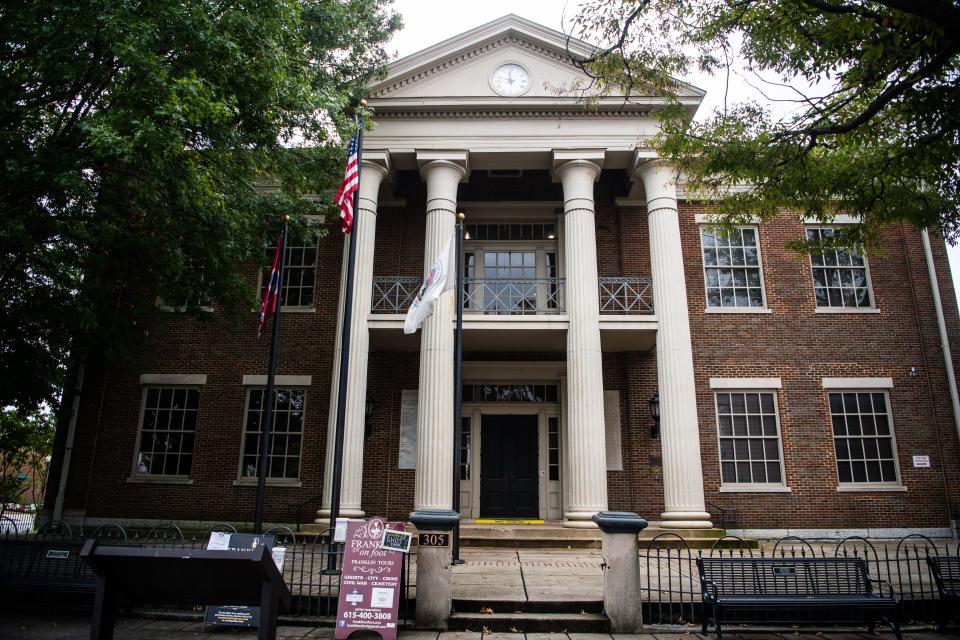 Franklin's historic courthouse near the public square, Friday, Oct. 15, 2021.