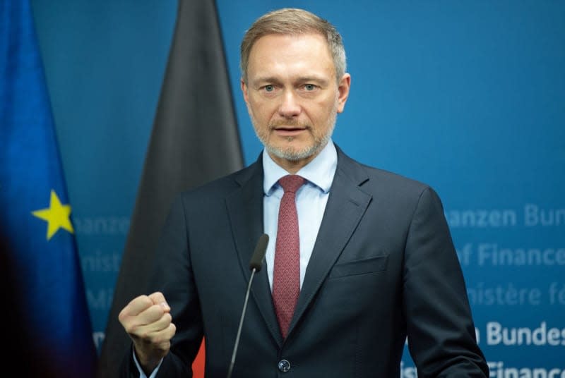 Christian Lindner, German Minister of Finance, speaks about the Growth Opportunities Act during a press conference at the Federal Ministry of Finance. Jonathan Penschek/dpa