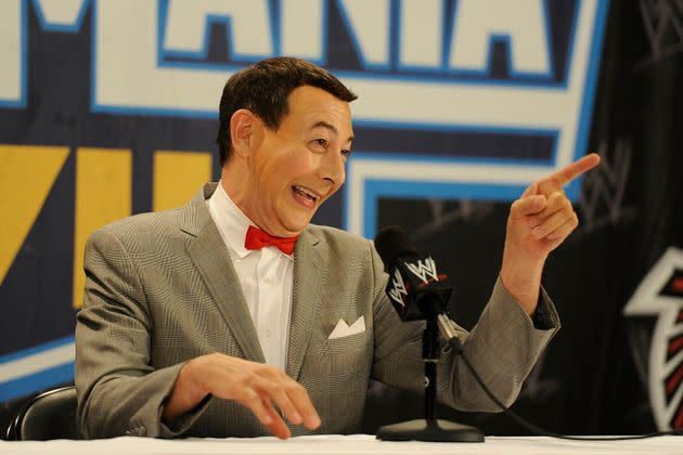 Paul Reubens appearing as Pee-wee Herman at WrestleMania XXVII in 2011.