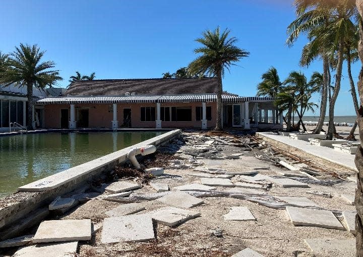View of the poolside of Port Royal Club on Friday, Sept. 30, 2022 after Hurricane Ian passed through Southwest Florida