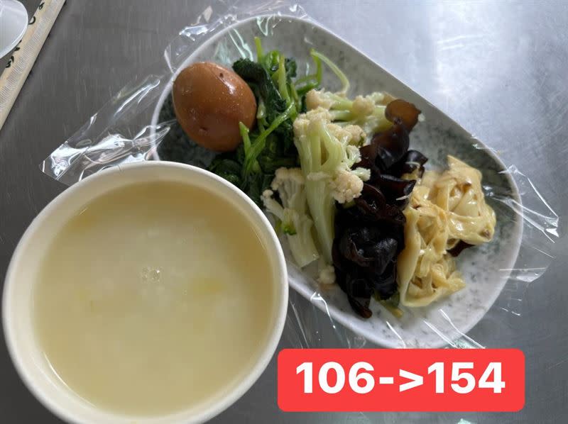 醫師李思賢在吃了一碗地瓜粥及一盤配菜後，血糖狂飆至154 mg/d。（圖／李思賢的臉書）