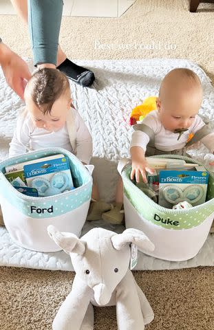 <p>Emma Kelly/Instagram</p> Ford and Duke explore their Easter baskets