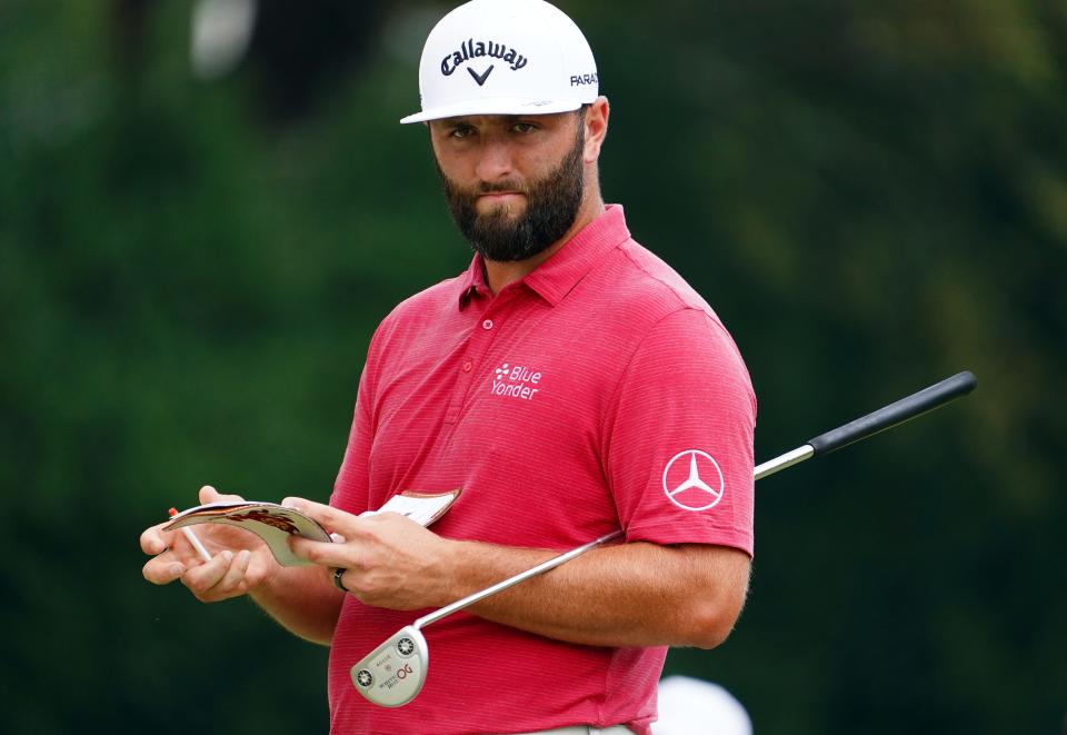 Jon Rahm looks over the first green during the final round of the TOUR Championship golf tournament at East Lake Golf Club. (Photo: John David Mercer-USA TODAY Sports)