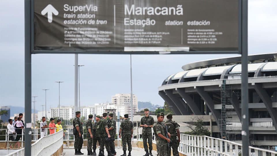 Brazilian police discovered the small toolbox on Sunday at the Maracanã Stadium while rehearsals were being carried out. Photo: AP