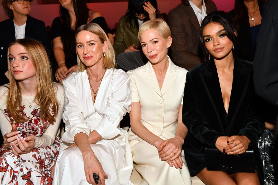 Kai Schreiber (left) accompanied mom Naomi Watts to a Dior fashion show Monday night. They sat front-row with Michelle Williams and Rachel Zegler.