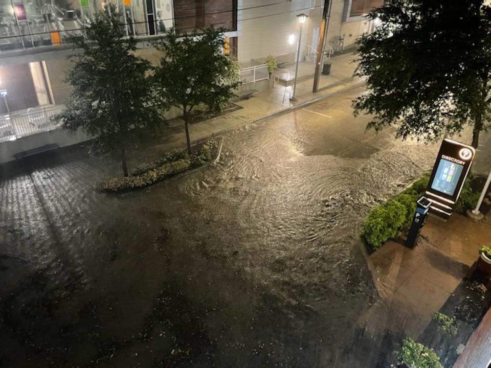 Severe storms flooded parts of Fort Worth in August, including Crockett Street in the West 7th entertainment district.