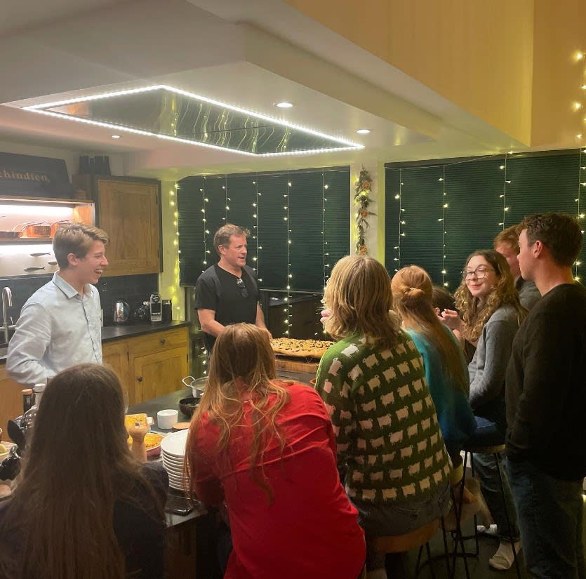 matt doing cookery demonstration at home