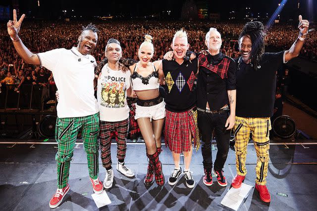 <p>John Shearer/Getty</p> No Doubt poses for a group photo during the 2024 Coachella Valley Music and Arts Festival
