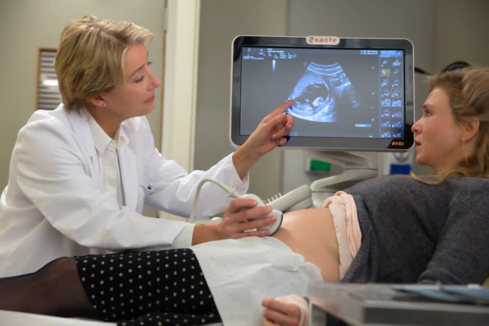 Emma Thompson plays Bridget’s OB-GYN in 2016’s “Bridget Jones’s Baby.” AP