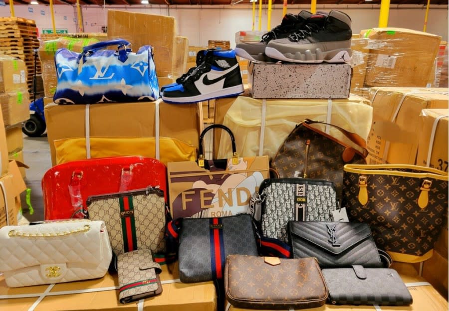 Counterfeit designer goods seized by the Los Angeles/Long Beach Seaport.