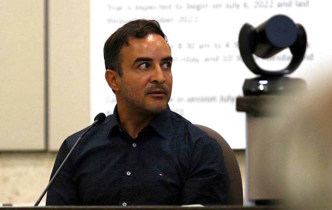 Felipe Arias, a friend of Kristin Smart, testifies in Monterey County Superior Court on Thursday, Aug. 4, 2022. Paul and Ruben Flores are accused of killing Smart and hiding her body.