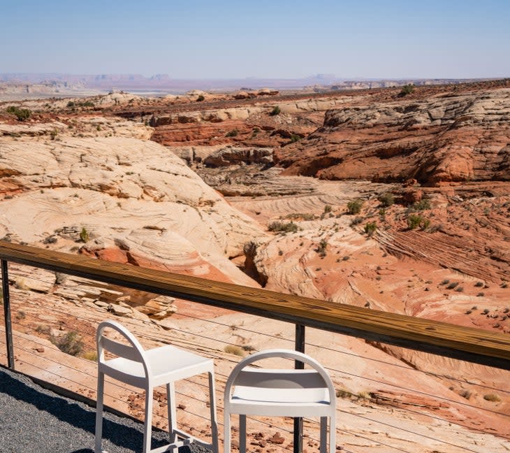 The camp at Under Canvas Lake Powell-Grand Staircase overlooks a gorgeous canyon