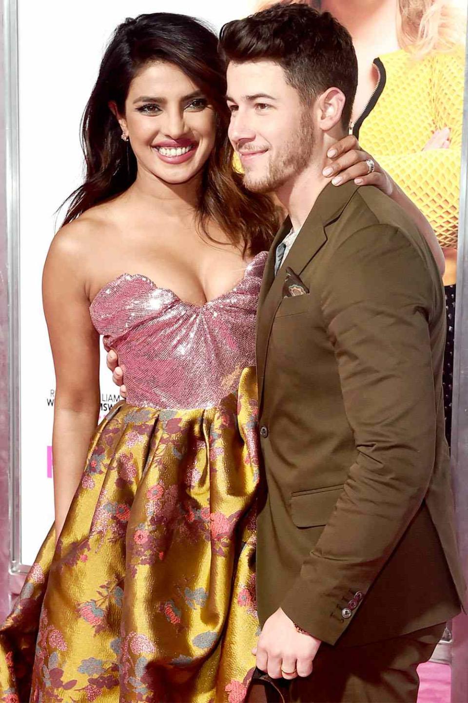LOS ANGELES, CALIFORNIA - FEBRUARY 11: (L-R) Priyanka Chopra and Nick Jonas attend the premiere of Warner Bros. Pictures' "Isn't It Romantic" at The Theatre at Ace Hotel on February 11, 2019 in Los Angeles, California. (Photo by Alberto E. Rodriguez/Getty Images)