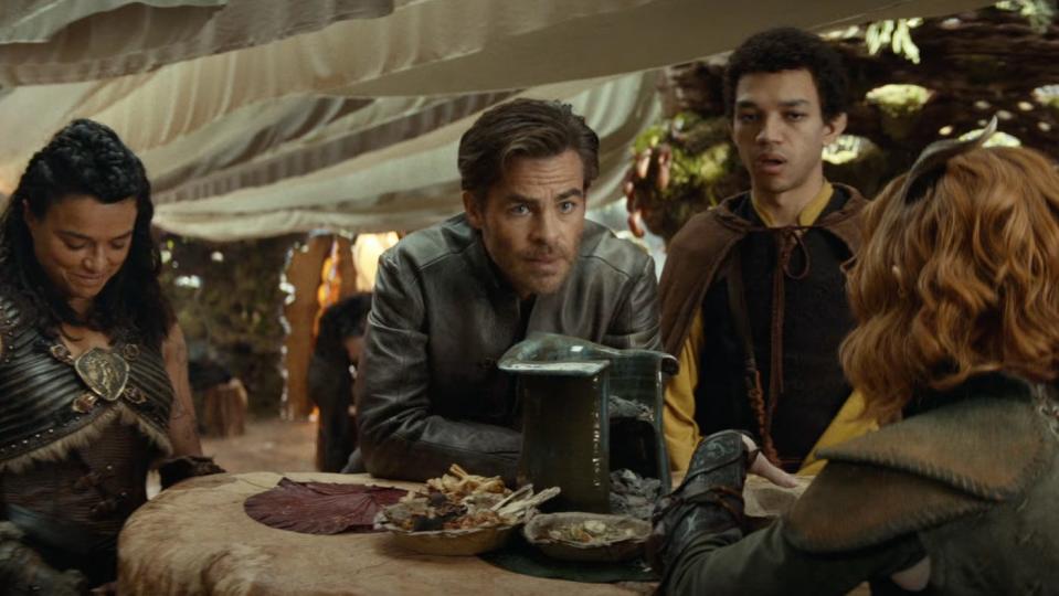 Michelle Rodriguez, Chris Pine, and Justice Smith in "Dungeons & Dragons: Honor Among Thieves."