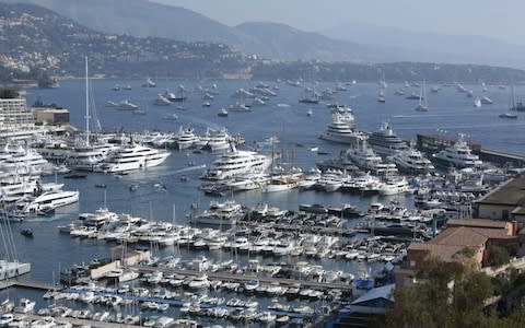 Yacht gridlock at Port Hercules harbour and beyond, during the Monaco Yacht Show - Credit: Getty Images