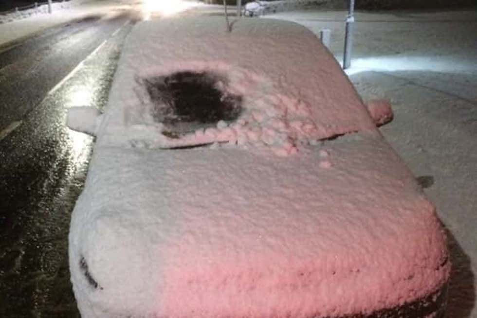 The car’s windscreen was only partially cleared (Picture: Police Scotland)