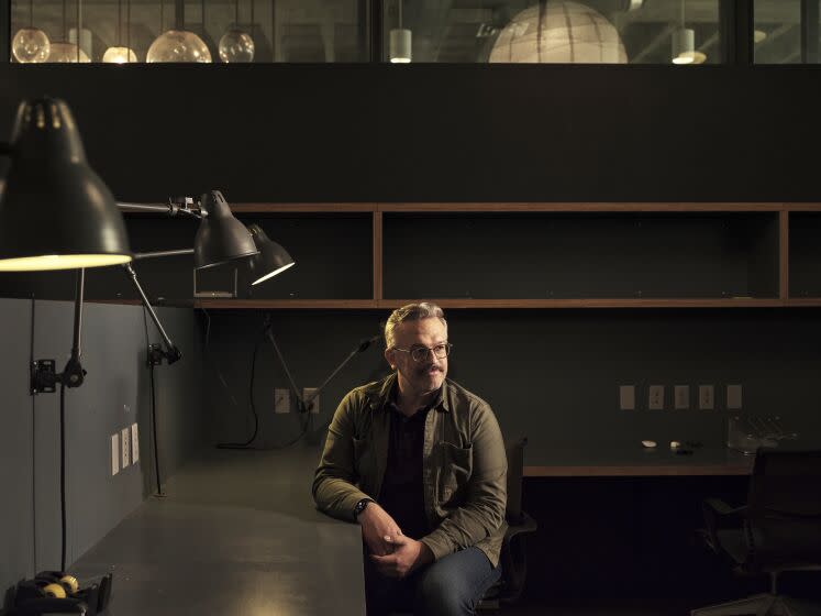 LOS ANGELES, CA - JULY 28: Jake Szymanski, 41, actor, writer, director, and producer, poses for a portrait at the Caviar offices in Los Angeles, CA on July 28, 2023. Mr. Szymanski directed the reality/improv/comedy series "Jury Duty." (Philip Cheung / For The Times)