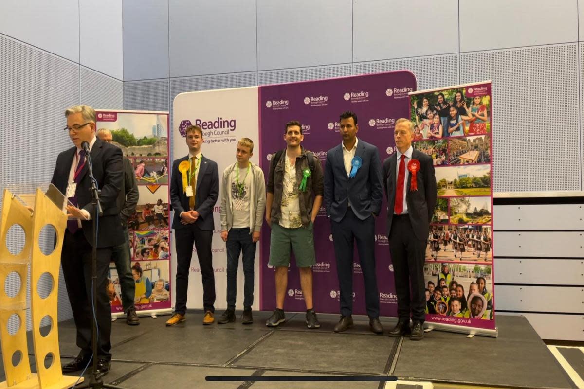 The candidate podium for the Reading Central general election count 2024. <i>(Image: James Aldridge, Local Democracy Reporting Service)</i>