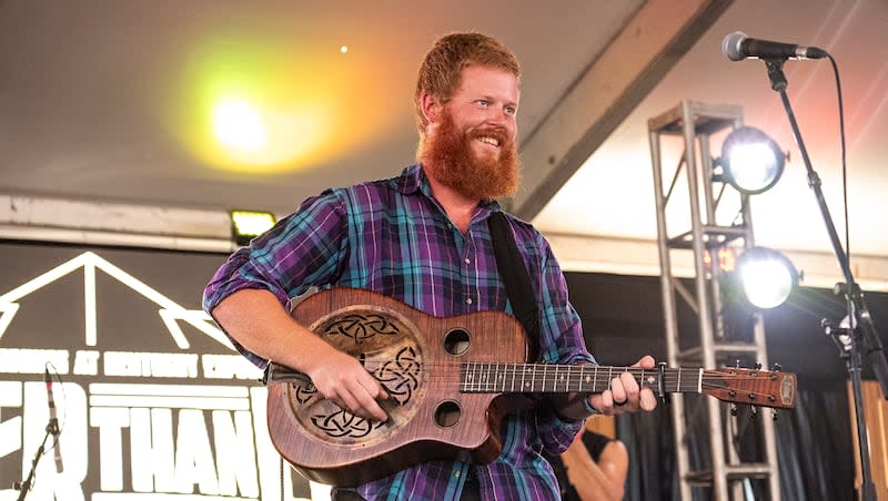 Oliver Anthony performs during Louder Than Life Music Festival on Thursday, Sept. 21, 2023, at Highland Festival Grounds in Louisville, Kentucky. Anthony will perform at the Redwest country music festival in Salt Lake City in October.