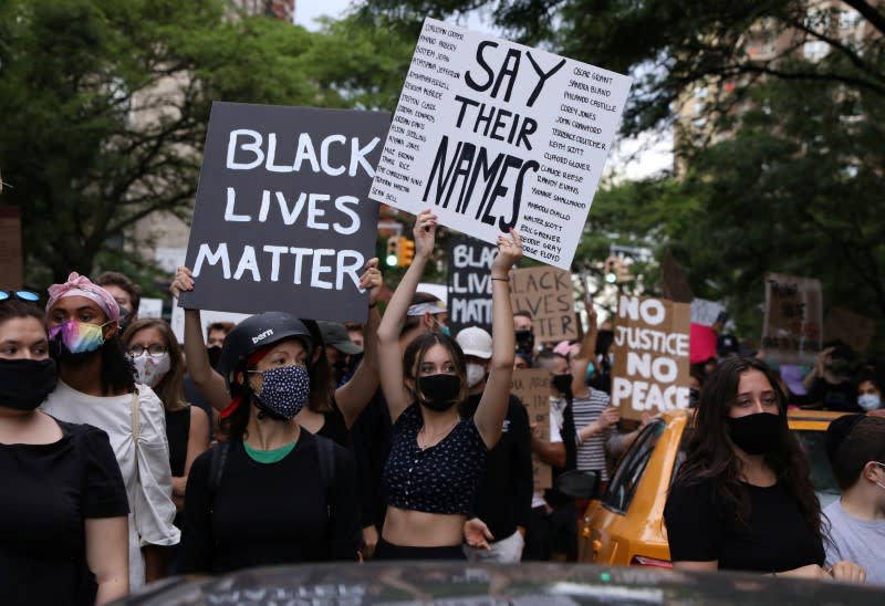 Protesters rally against the death in Minneapolis police custody of George Floyd, in New York