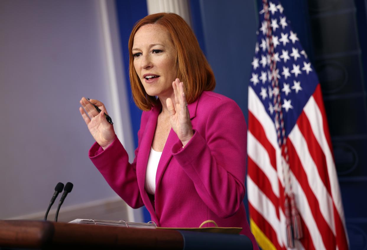 White House Press Secretary Jen Psaki holds a press briefing at the White House on 22 June, 2021 in Washington, DC, where she defended President Joe Biden’s record on speaking out in support of voting rights legislation. (Getty Images)