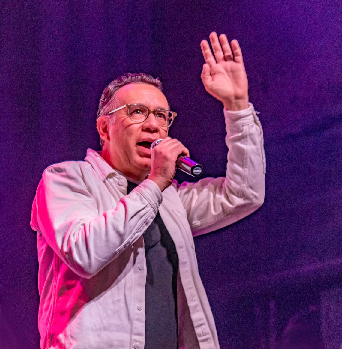 “I come back to Thundergong! because — well, obviously for the cause — and it’s also because I love this city,” says Fred Armisen, who showed off his music talents as well as comedy.