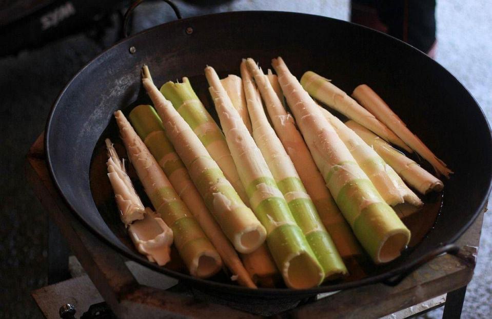 桂竹筍剝殼後要煮熟，再清炒肉絲是老饕最愛。（圖：民眾提供）