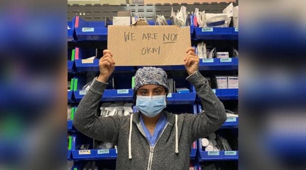 Deepi Saharan, an intensive care unit nurse in the Toronto area who cares for COVID-19 patients, says nurses have not been compensated fairly for the work they have been doing in the pandemic. Her recent post on Instagram, in which she said nurses were 'unappreciated' and  'disrespected,' received support from thousands of people. (Submitted by Deepi Saharan - image credit)