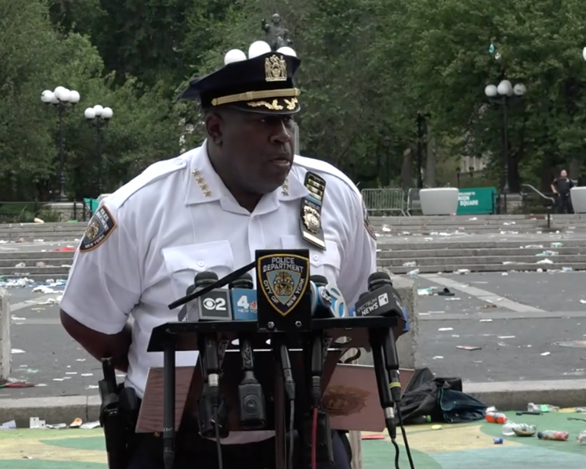 NYPD chief of department Jeffrey Maddrey was injured in the riot before fronting a press conference on Friday afternoon (NYPD)