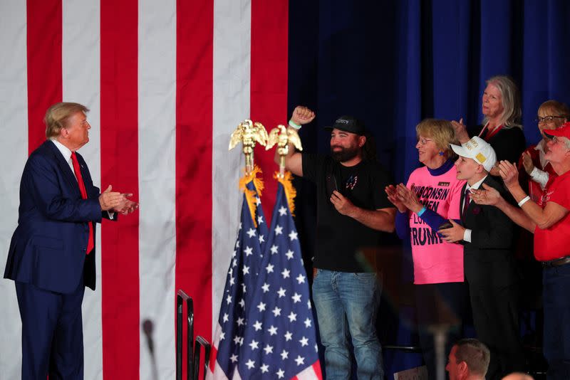 Republican presidential candidate and former U.S. President Donald Trump campaigns in Waukesha