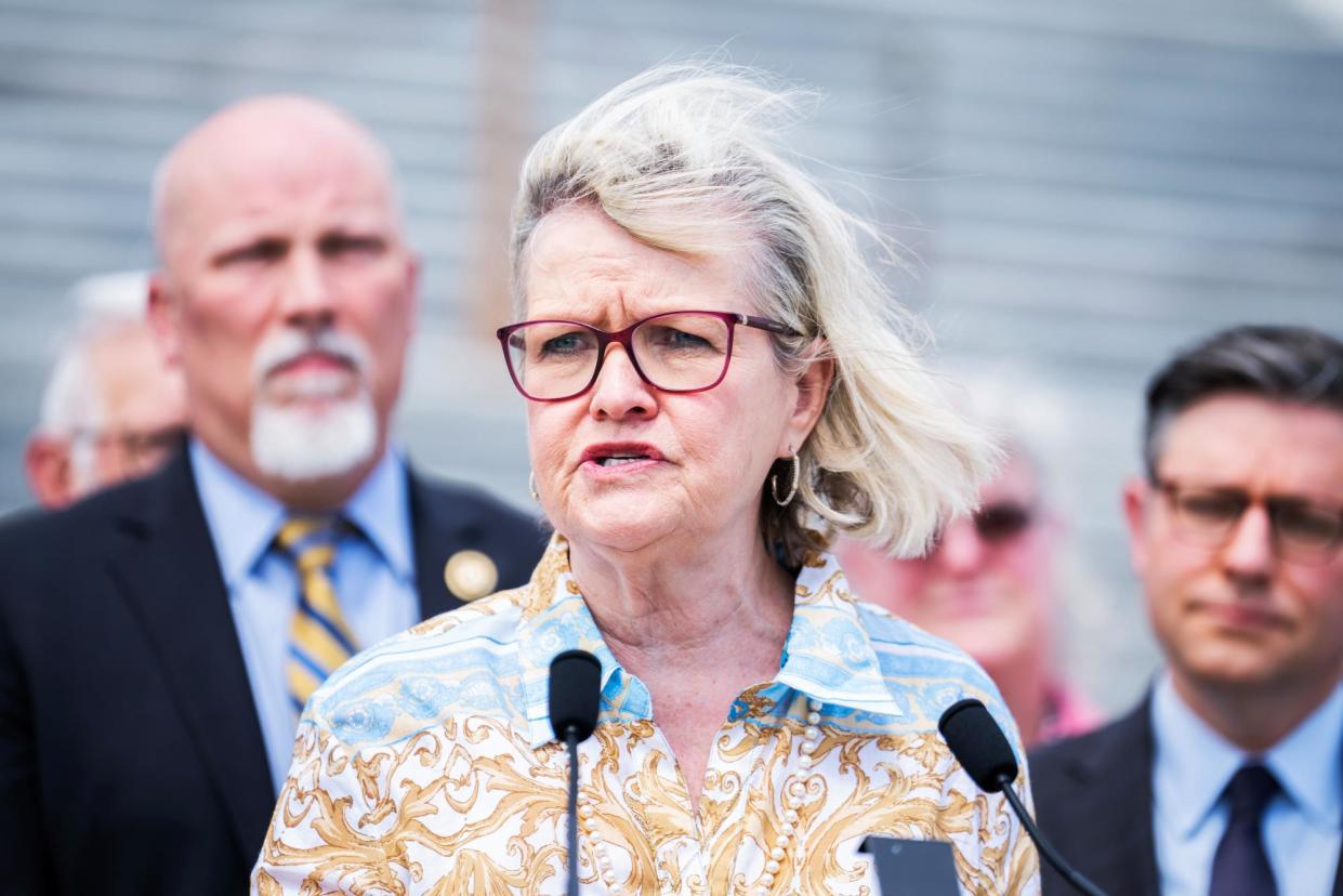 <span>Cleta Mitchell at the US Capitol on 8 May 2024.</span><span>Photograph: Tom Williams/CQ-Roll Call, Inc/Getty Images</span>
