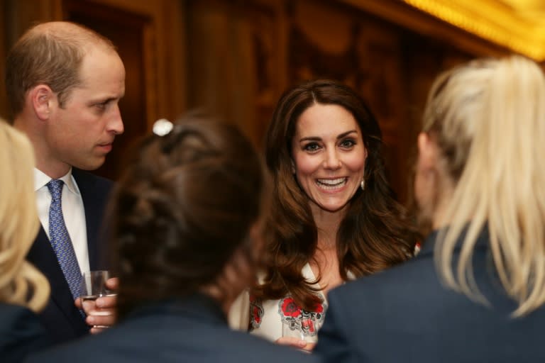 The Duke and Duchess of Cambridge meet athletes during a reception for Team GB's Olympic and Paralympic athletes at Buckingham Palace on October 18, 2016