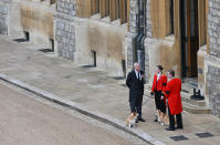 <p>The Queen's two corgis, Muick and Sandy, also turned out at Windsor Castle to pay their respects. (PA)</p> 