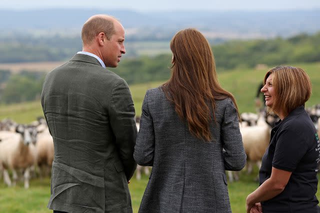 <p>Cameron Smith/Getty Images</p> Prince William and Kate Middleton visit We Are Farming Minds charity at Kings Pitt Farm on September 14