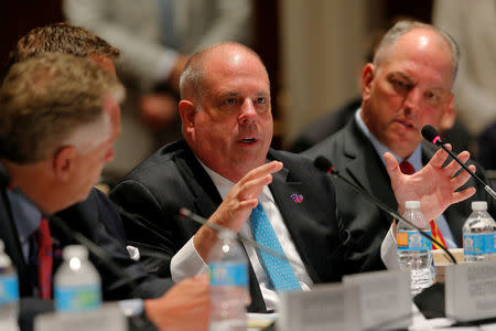 Maryland Governor Larry Hogan speaks at the "Curbing the Opioid Epidemic" session at the National Governors Association summer meeting in Providence, Rhode Island, U.S., July 13, 2017. REUTERS/Brian Snyder