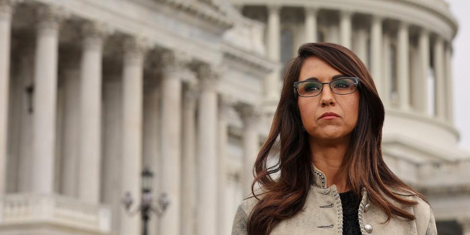 Republican Rep. Lauren Boebert of Colorado at a press conference on March 17, 2021.