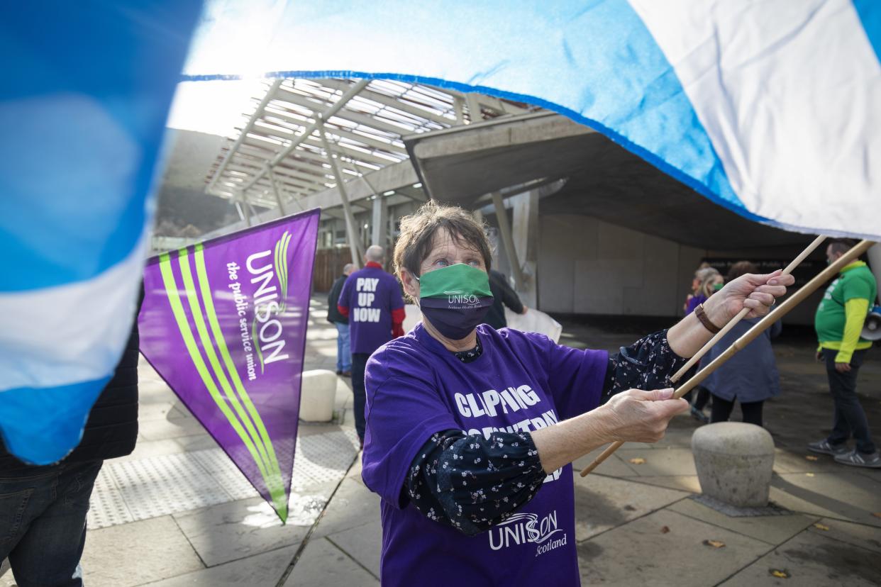 NHS workers and Unison members (Jane Barlow/PA) (PA Archive)