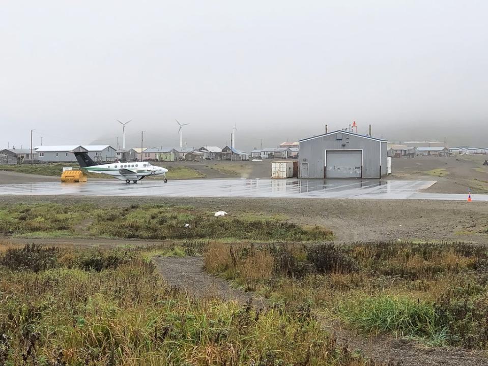 Airplane at the Gambell Alaska Airport near the Yupik village.