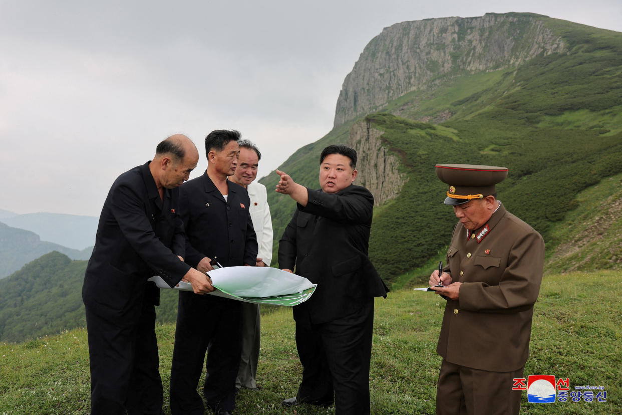 North Korean leader Kim Jong Un guides the Samjiyon City construction project in North Korea in this picture released on July 14, 2024. / Credit: KCNA via REUTERS