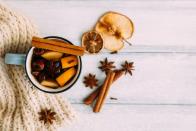 <p>Trade your typical glass of vino for a popular European winter beverage: warm red wine infused with spices like cinnamon and clove. </p><p><em>Learn how to make mulled wine at <a href="https://www.gimmesomeoven.com/mulled-wine-recipe/" rel="nofollow noopener" target="_blank" data-ylk="slk:Gimme Some Oven;elm:context_link;itc:0;sec:content-canvas" class="link ">Gimme Some Oven</a>.</em></p><p><a class="link " href="https://www.amazon.com/Lush-Wine-Mix-Organic-Cocktails/dp/B00QJFLWSE?tag=syn-yahoo-20&ascsubtag=%5Bartid%7C10072.g.34454588%5Bsrc%7Cyahoo-us" rel="nofollow noopener" target="_blank" data-ylk="slk:SHOP MULLED WINE MIX;elm:context_link;itc:0;sec:content-canvas">SHOP MULLED WINE MIX</a></p>