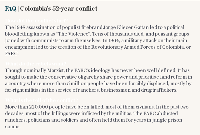 FAQ | Colombia’s 52-year conflict